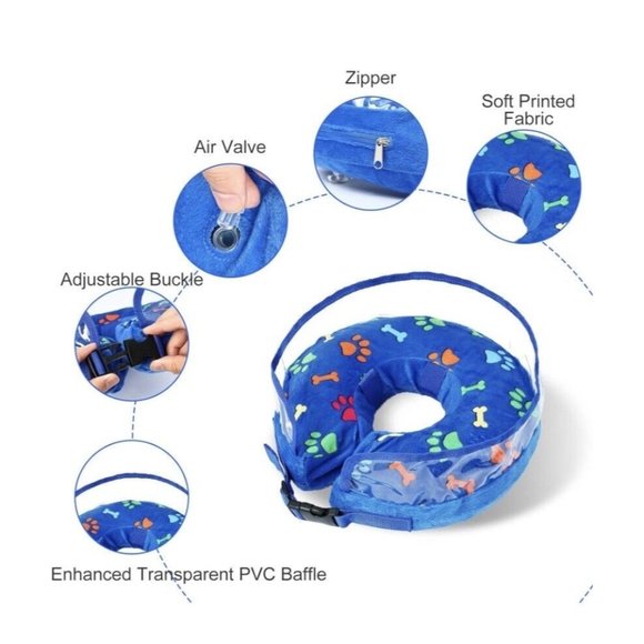 Inflatable Dog Cone Large After Surgery, stops licking and excessive biting NEW - Picture 2 of 12
